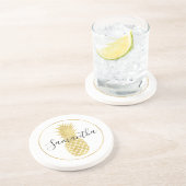 Gold Glitzy Pineappel Zandsteen Onderzetter (Zijkant)