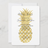 Gold Glitzy Pineapples Baby shower Kaart (Achterkant)
