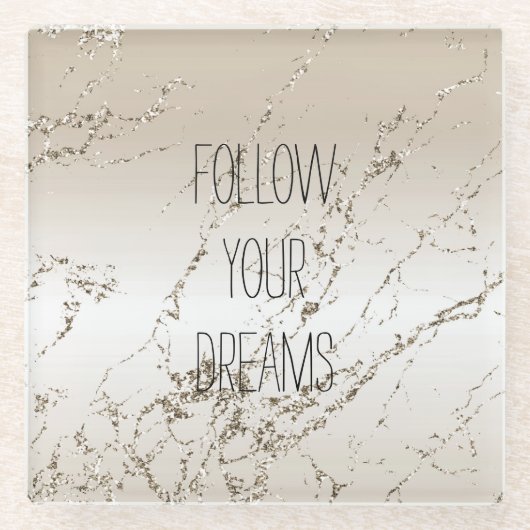 Gold Glitzy Sparkle Ombre Glazen Onderzetter (Voorkant)