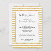 Gold Glitzy Stripes Baby shower Kaart (Voorkant)