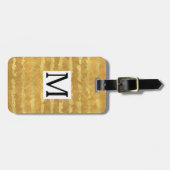 Gold Glitzy Stripes Monogram Bagagelabel (Voorkant horizontaal)