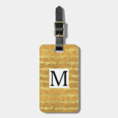 Gold Glitzy Stripes Monogram Bagagelabel (Voorkant verticaal)