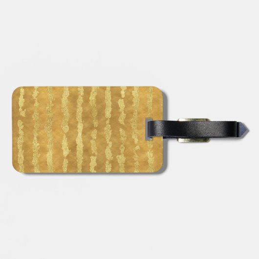 Gold Glitzy Stripes Monogram Bagagelabel (Achterkant horizontaal)