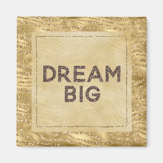 Gold Glitzy Zebra print glitter Dream Magneet (Voorkant)