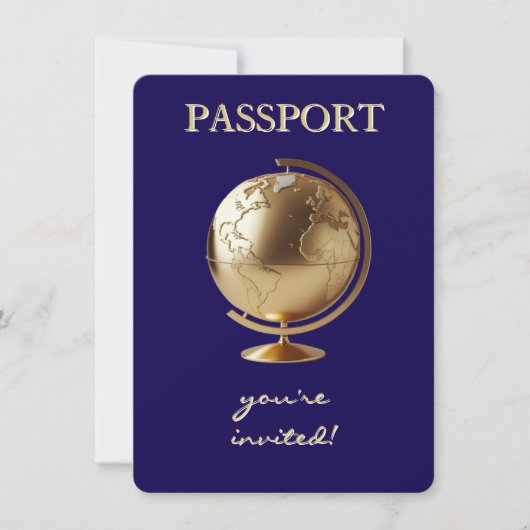 Gold Globe Passport Travel Baby Shower Bedankkaart (Voorkant)