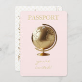 Gold Globe Passport Travel Baby Shower Bedankkaart (Voorkant / Achterkant)