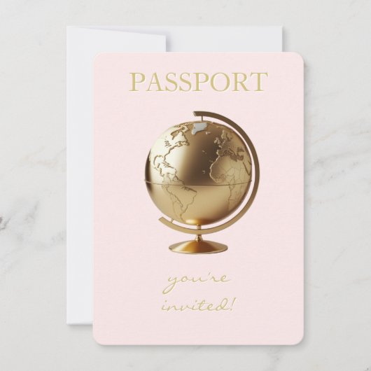 Gold Globe Passport Travel Baby Shower Bedankkaart (Voorkant)