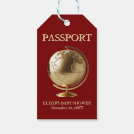 Gold Globe Passport Travel Baby Shower Cadeaulabel