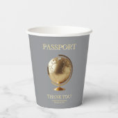 Gold Globe Passport Travel Baby Shower Papieren Bekers (Achterkant)