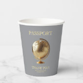 Gold Globe Passport Travel Baby Shower Papieren Bekers (Voorkant)