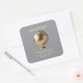 Gold Globe Passport Travel Baby Shower Vierkante Sticker (Envelop)
