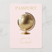 Gold Globe Passport Travel Diaper Raffle Informatiekaartje (Voorkant)