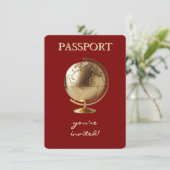 Gold Globe Passport Travel Diaper Raffle Informatiekaartje (Staand voorkant)