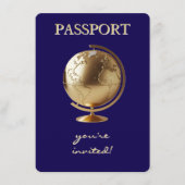 Gold Globe Passport Travel Diaper Raffle Informatiekaartje (Voorkant)