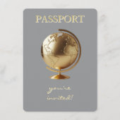 Gold Globe Passport Travel Display Shower Informatiekaartje (Voorkant)