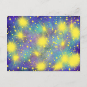 Gold Glory Stars Aqua Blue Modern Christelijke Art Briefkaart