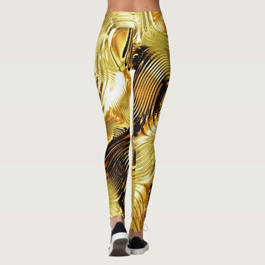Gold Glossy Popular Leggings (Achterkant)