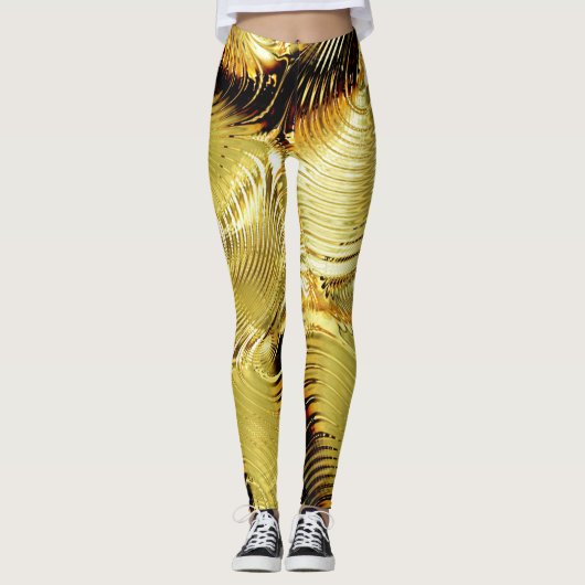 Gold Glossy Popular Leggings (Voorkant)