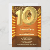 Gold Glow Zingende Karaoke 10e Verjaardagsfeestje Kaart (Voorkant)