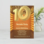 Gold Glow Zingende Karaoke 10e Verjaardagsfeestje Kaart (Staand voorkant)