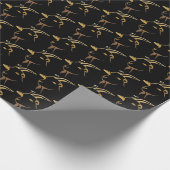 Gold Goat op zwart Cadeaupapier (Hoek)