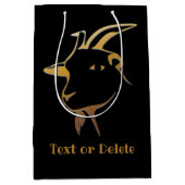 Gold Goat op zwart Medium Cadeauzakje (Voorkant)