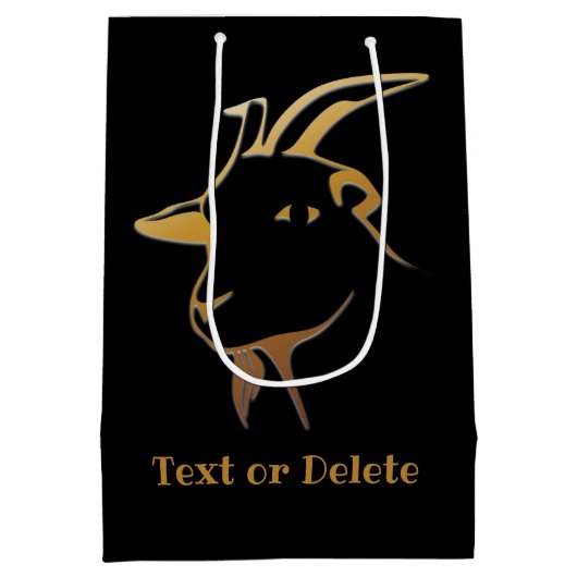 Gold Goat op zwart Medium Cadeauzakje (Achterkant)