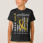 Gold Goddaughter Childhood Cancer Awareness Americ T-shirt (Voorkant)