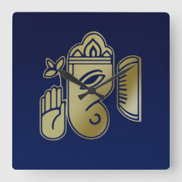 Gold Goddess Ganesha - Wall Clock Vierkante Klok