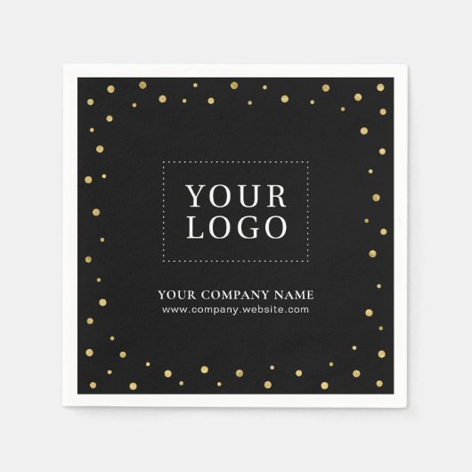 Gold & Gold Confetti Business Promotie Logo Servet (Voorkant)