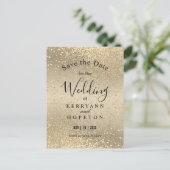 Gold & Gold Glitter - Bespaar de datum van aankond Aankondigingskaart (Staand voorkant)