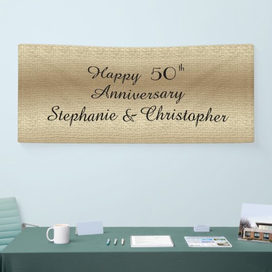 Gold Golden 50th Jubileum Party Elegant Spandoek (Beurs)