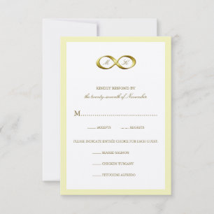 Gold Golden Infinity Hand Clasp Wedding RSVP-kaart RSVP Kaartje