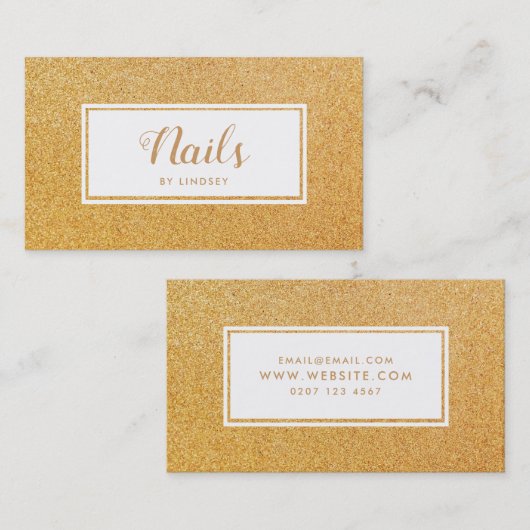 Gold Golden Sparkle Glitter Nail Artist Visitekaartje (Voorkant / Achterkant)