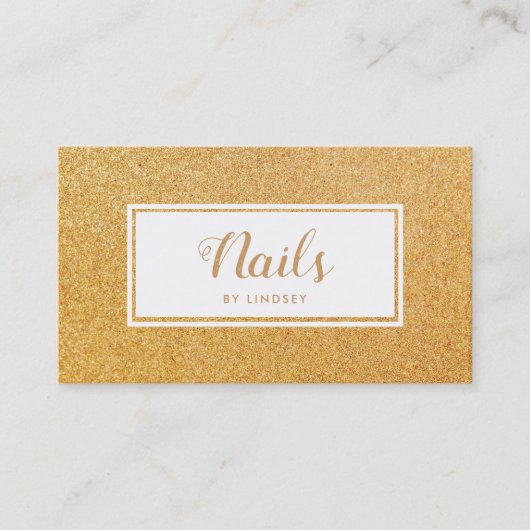 Gold Golden Sparkle Glitter Nail Artist Visitekaartje (Voorkant)