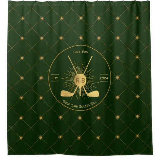 Gold Golf Clubs Douchegordijn (Voorkant)
