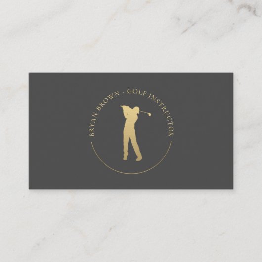 Gold Golf Player - Visitekaartje voor instructeur (Voorkant)