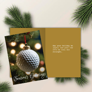 Gold Golf Seizoen Groeten Gevouwen Kerstmis Feestdagen Kaart