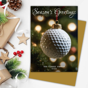 Gold Golf Seizoen Groeten Kerstmis Feestdagenkaart