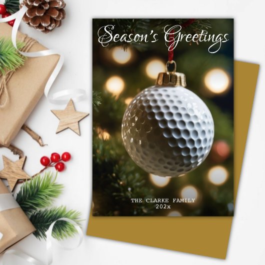 Gold Golf Seizoen Groeten Kerstmis Feestdagenkaart