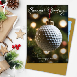 Gold Golf Seizoen Groeten Kerstmis Foto Feestdagenkaart