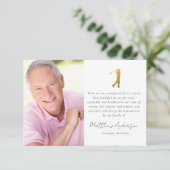 Gold Golfer foto sympathie begrafenis Bedankkaart (Staand voorkant)