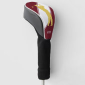 Gold Golfer op Maroon White Golfheadcover (Schuin)