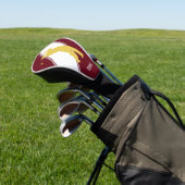 Gold Golfer op Maroon White Golfheadcover (Insitu)