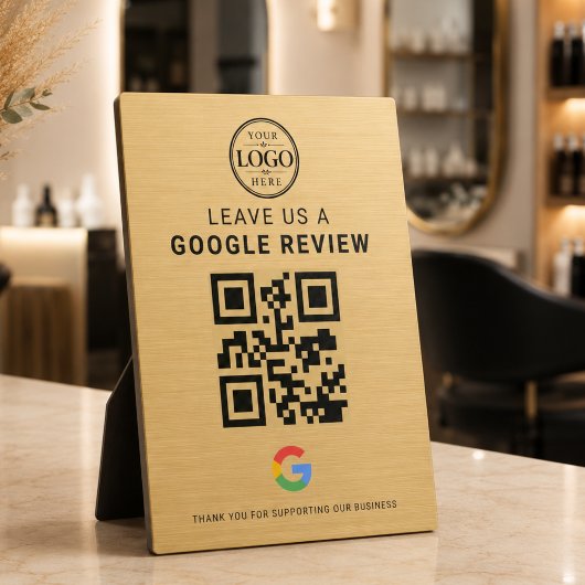 Gold Google Review Logo Tabletop Display Fotoplaat