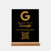 Gold Google Review QR Code Black Acryl Bord (Voorkant)
