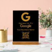 Gold Google Review QR Code Black Acryl Bord (Huwelijk)