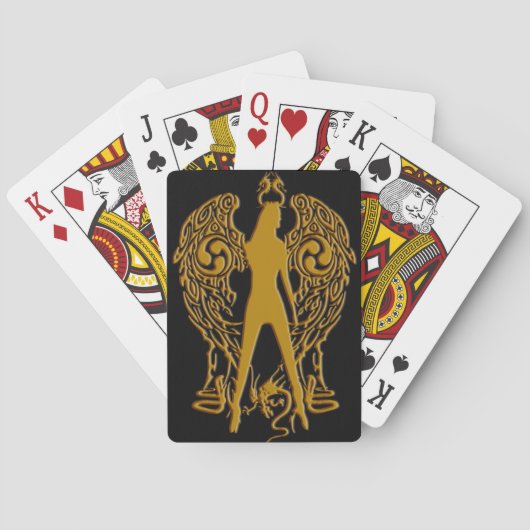 Gold Gothic Angel-spelkaarten Pokerkaarten (Achterkant)