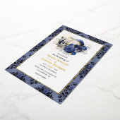 Gold Gothic Floral Wedding Folie Uitnodiging (Gedraaid)