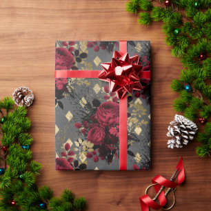 Gold Gothic Grunge Kerstmis Pattern Cadeaupapier